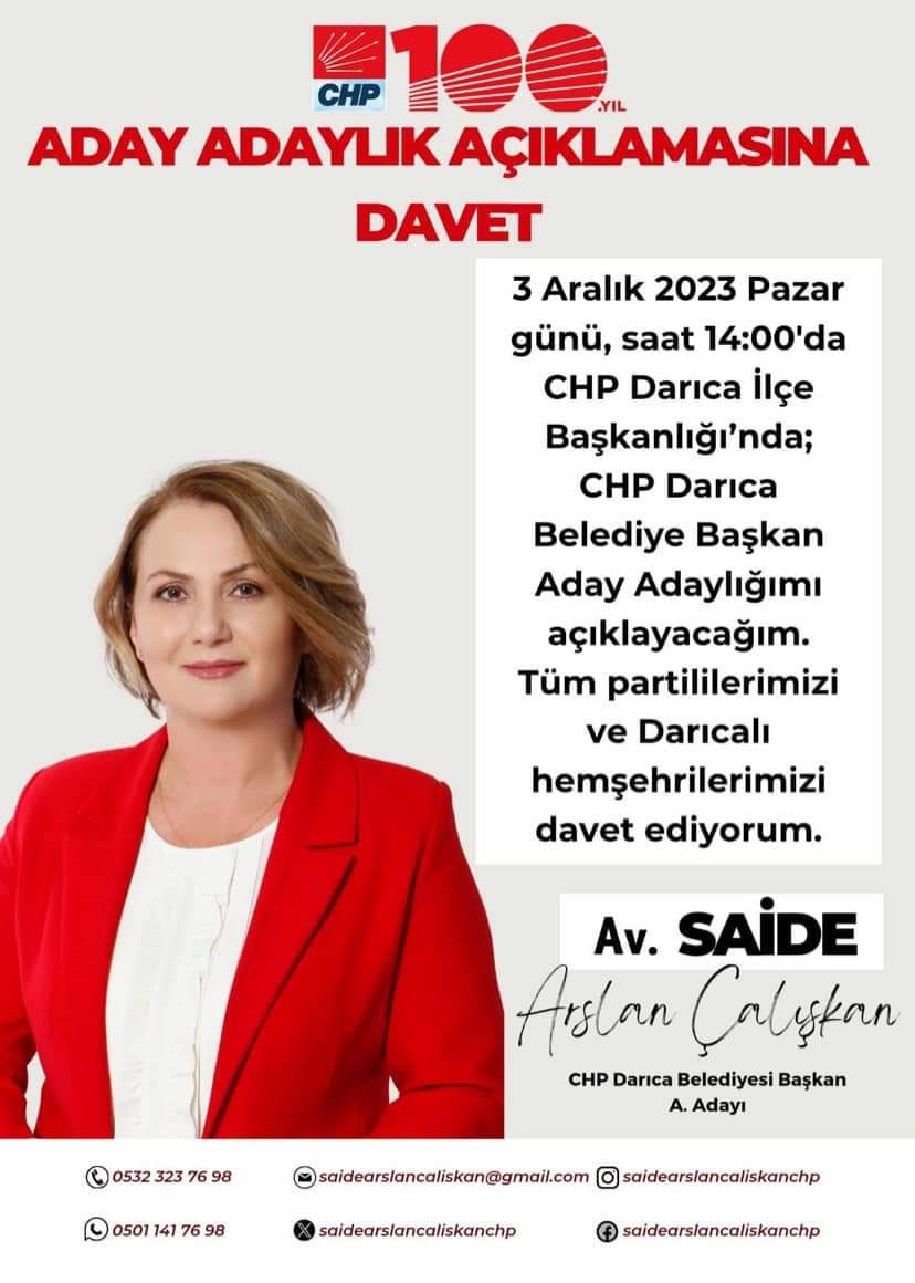 Av. Saide Arslan Çalışkan Aday Adaylığını Açıklayacak!